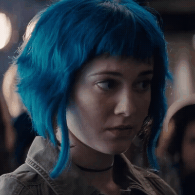 Woman With Blue Hair And Choker GIF