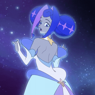 Woman With Blue Hair And Purple Stars GIF