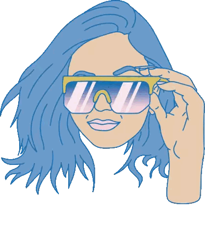 Woman With Blue Hair And Sunglasses Sticker