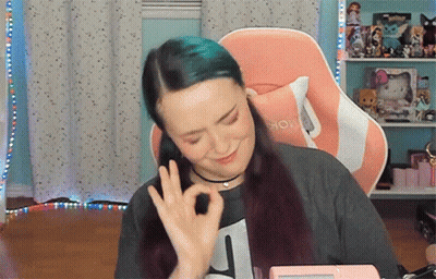 Woman With Blue Hair Giving Ok Sign GIF