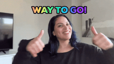 Woman With Blue Hair Giving Thumbs Up GIF