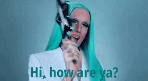 Woman With Blue Hair Holding Gun GIF