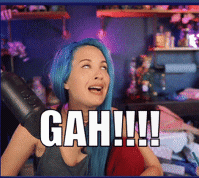Woman With Blue Hair Holding Microphone GAH GIF