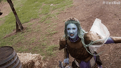 Woman With Blue Hair In Field GIF