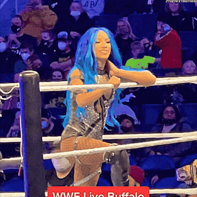 Woman With Blue Hair In Wrestling Ring GIF