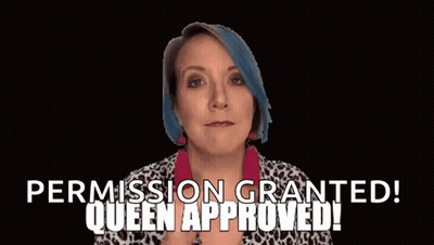 Woman With Blue Hair Making Fist Permission Granted GIF