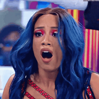 Woman With Blue Hair Making Funny Face GIF