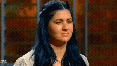 Woman With Blue Hair On Fox 11 Show GIF