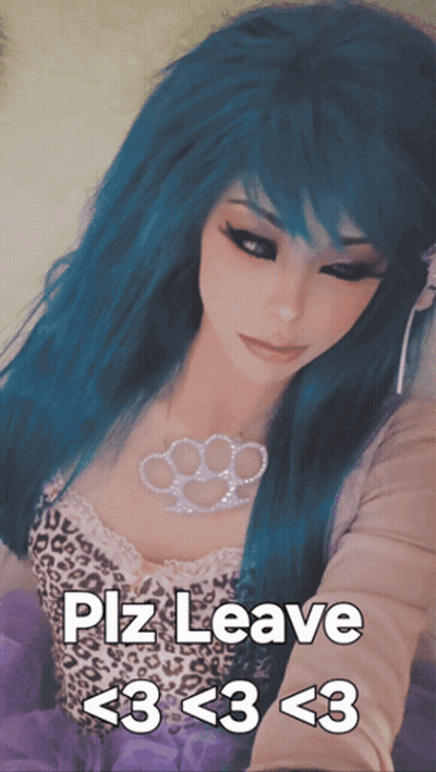 Woman With Blue Hair Plz Leave <3 GIF