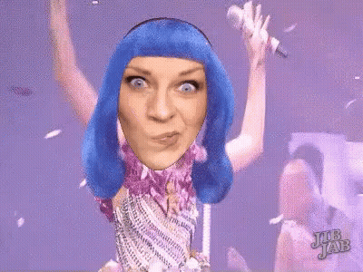 Woman With Blue Hair Saying Job Jab GIF
