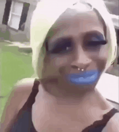 Woman With Blue Lips And Nose Ring GIF
