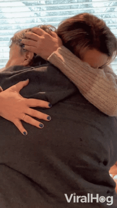 Woman With Blue Nails Hugging Man Viralhog GIF