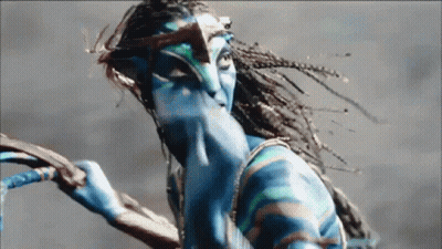 Woman With Blue Paint Holding Rope GIF