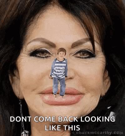 Woman With Boy Standing On Her Lips GIF