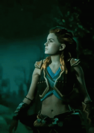 Woman With Braided Hair And Crop Top In Dark Forest GIF