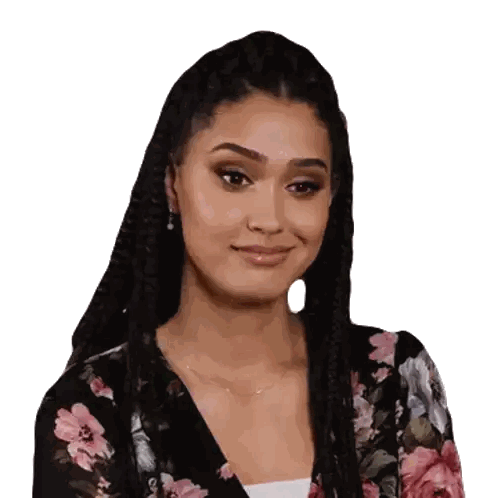 Woman With Braids In Floral Top Sticker