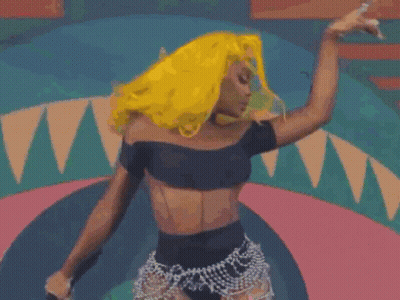 Woman With Bright Yellow Hair Dancing GIF