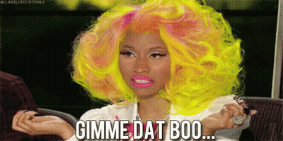 Woman With Brightly Colored Hair Says Gimme Dat Boo GIF