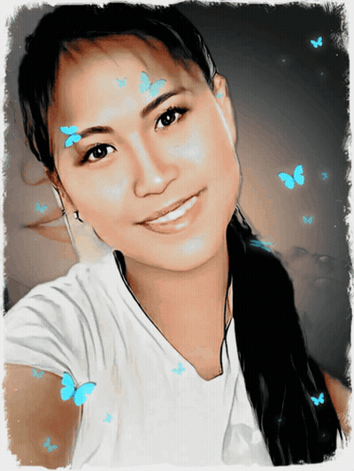 Woman With Butterflies On Face GIF