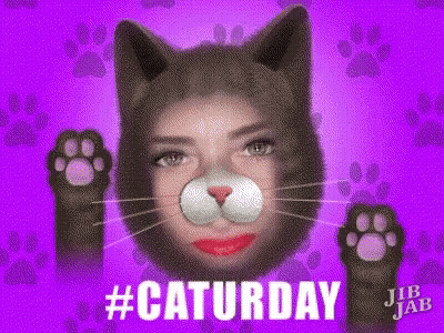Woman With Cat Mask, Paws, And Paw Prints GIF