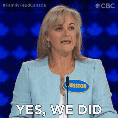 Woman With Christon Name Tag Saying Yes We Did GIF