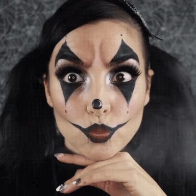 Woman With Clown Face Paint And Black Nose GIF