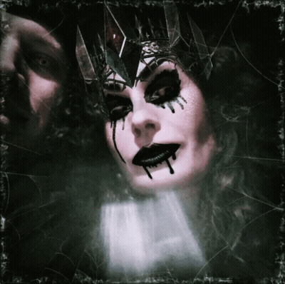 Woman With Crown And Black Lipstick GIF