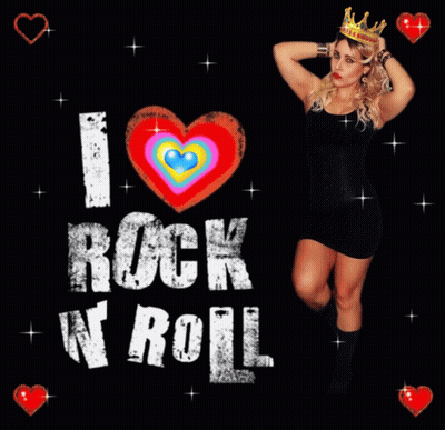 Woman With Crown And I Love Rock N Roll Sign GIF