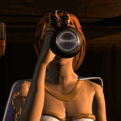 Woman With Crown Drinking From Glass GIF