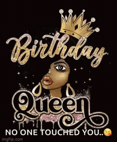 Woman With Crown In Birthday Queen T-Shirt GIF