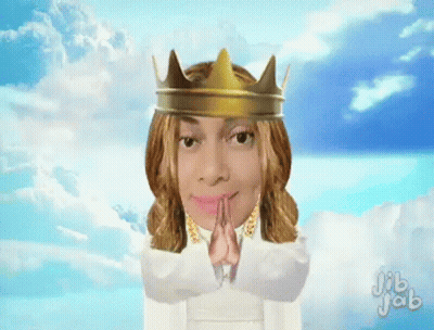 Woman With Crown Praying In Cloudy Sky GIF