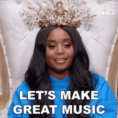 Woman With Crown Saying Let's Make Great Music GIF