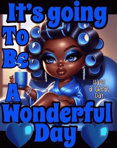Woman With Curlers Saying It's Going To Be A Wonderful Day GIF