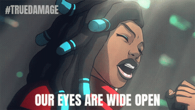 Woman With Curlers Saying Our Eyes Are Wide Open GIF