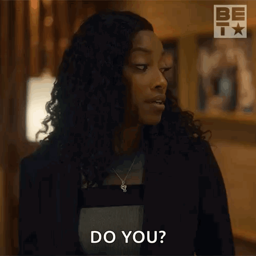 Woman With Curly Hair Asking Do You GIF