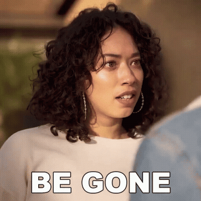 Woman With Curly Hair Be Gone GIF