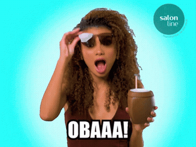 Woman With Curly Hair Holding Coconut Drink O Baaa GIF