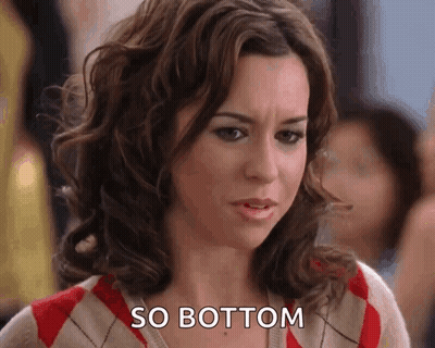 Woman With Curly Hair In Plaid Sweater Saying So Bottom GIF