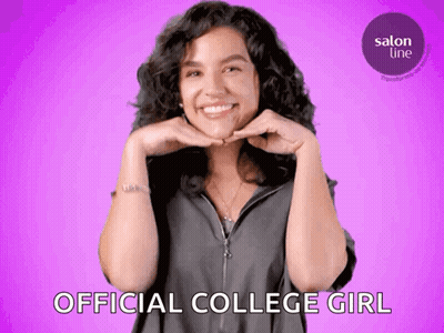 Woman With Curly Hair Says Official College Girl GIF