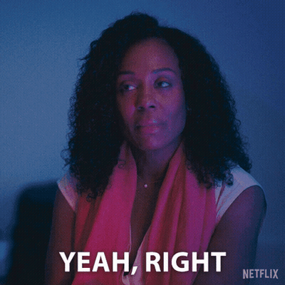 Woman With Curly Hair Says Yeah Right GIF