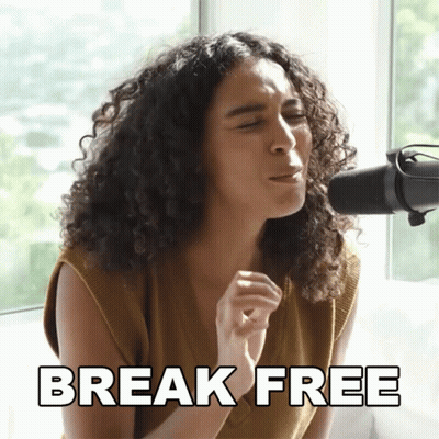 Woman With Curly Hair Singing Break Free GIF
