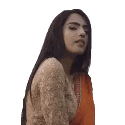 Woman With Dark Hair In Orange Saree Sticker
