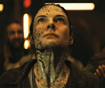 Woman With Dirt On Face Looking Up GIF