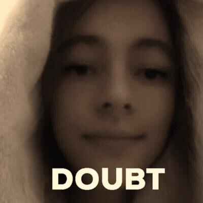 Woman With Doubt Above Her GIF