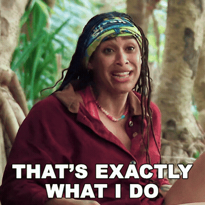Woman With Dreadlocks And Bandana Says That's Exactly What I Do GIF