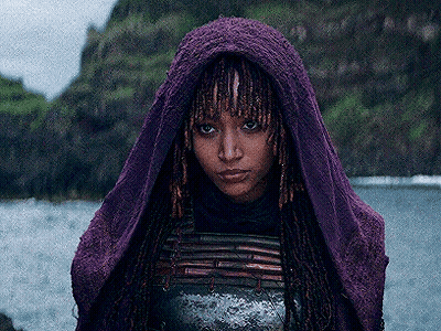 Woman With Dreadlocks In Purple Hood GIF