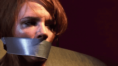 Woman With Duct Tape Over Mouth GIF