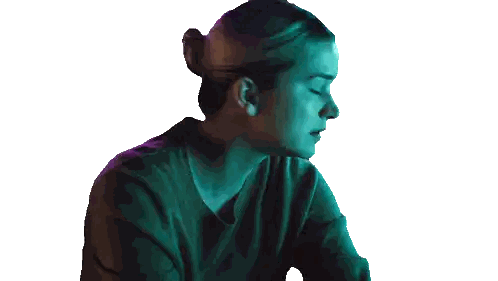 Woman With Eyes Closed And Bun Sticker