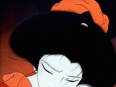 Woman With Eyes Closed And Red Lips GIF