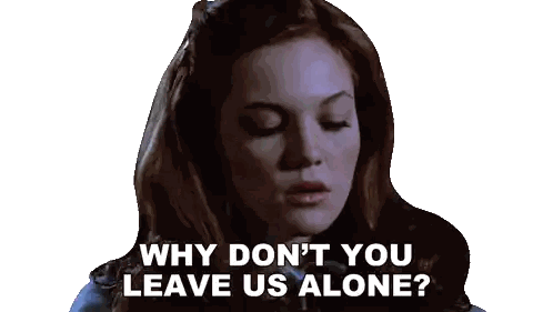 Woman With Eyes Closed Asking Why Leave Us Alone Sticker